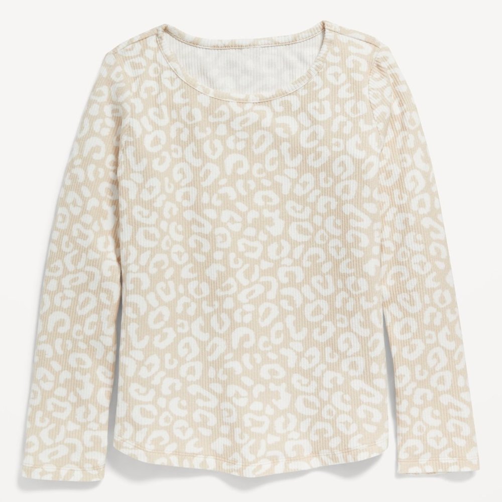 Girls' OLD NAVY Cozy Long-Sleeve, Rib-Knit Animal Print T-Shirt